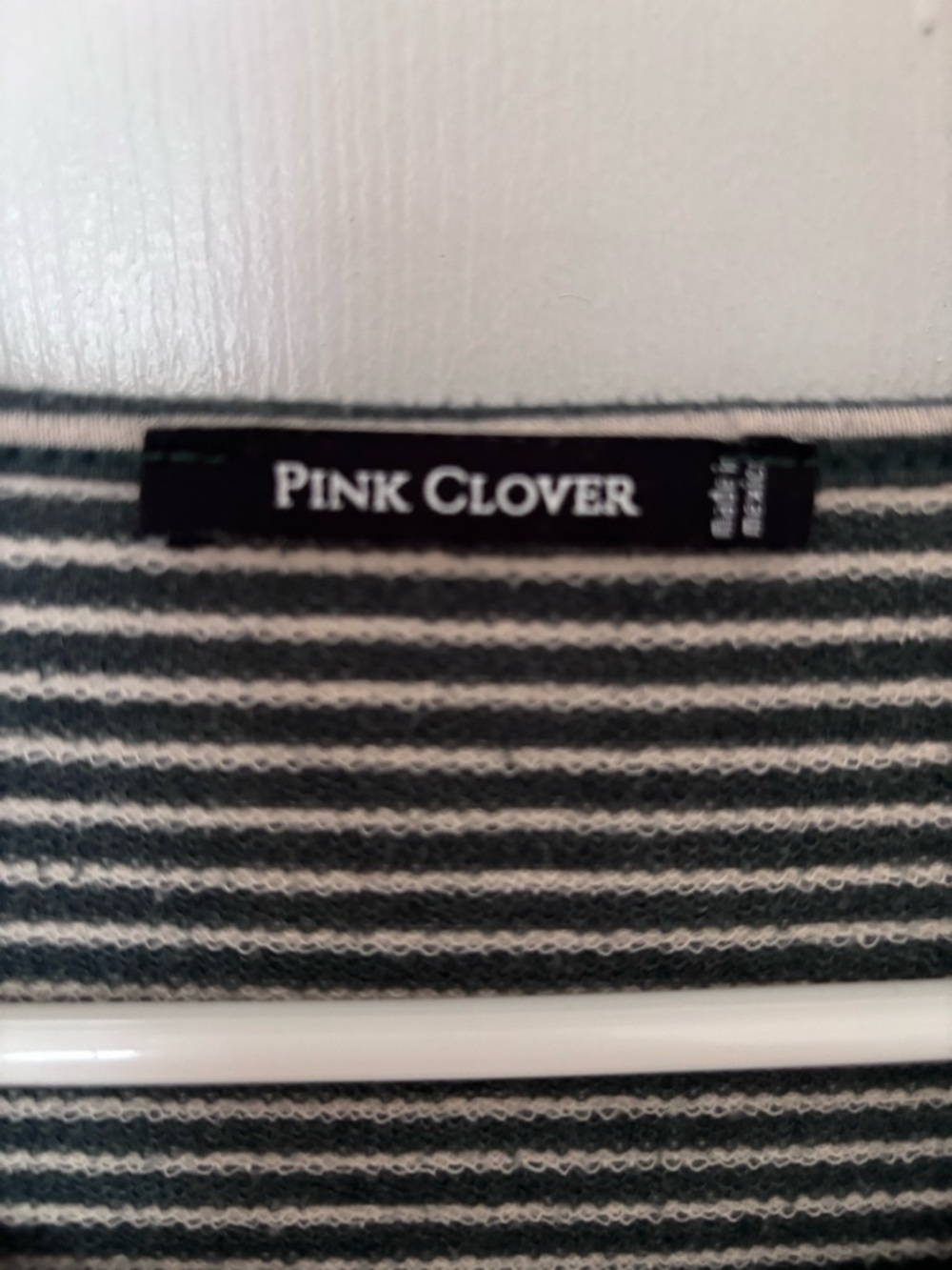 Pink Clover Green and Cream Striped Crewneck Top
